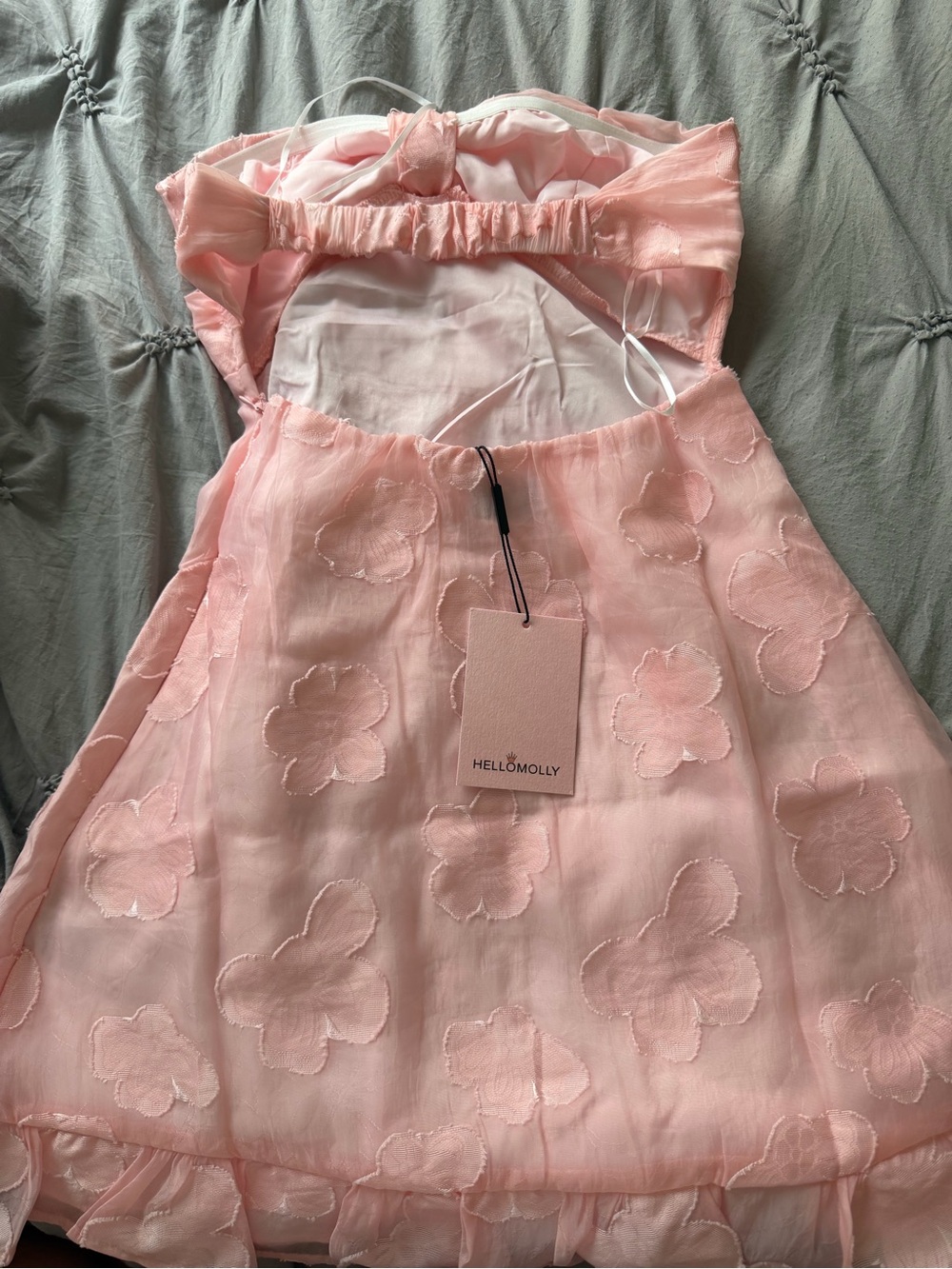 Hello Molly Blush Pink Strapless Floral Appliqué Dress - Picture 4 of 5
